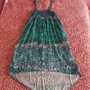 Girls blue and green floral dress